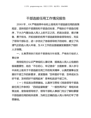 干部选拔任用工作情况报告.docx