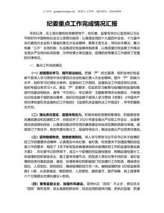 纪委重点工作完成情况汇报.docx
