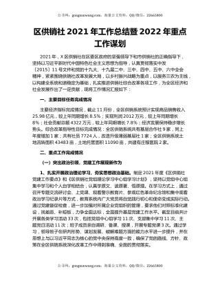 区供销社2021年工作总结暨2022年重点工作谋划.docx