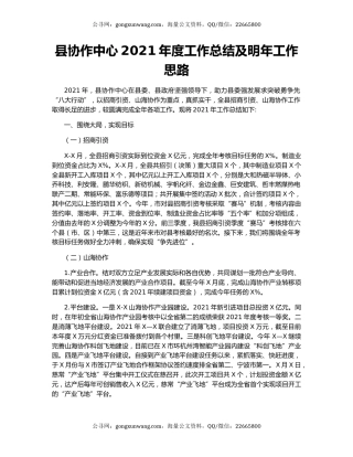 县协作中心2021年度工作总结及明年工作思路.docx