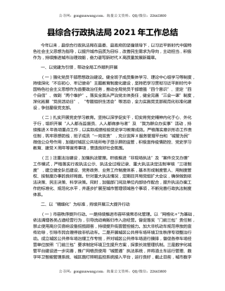 县综合行政执法局2021年工作总结.docx