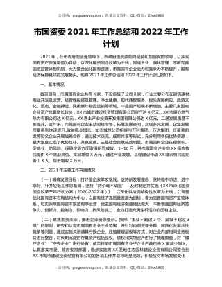 市国资委2021年工作总结和2022年工作计划.docx