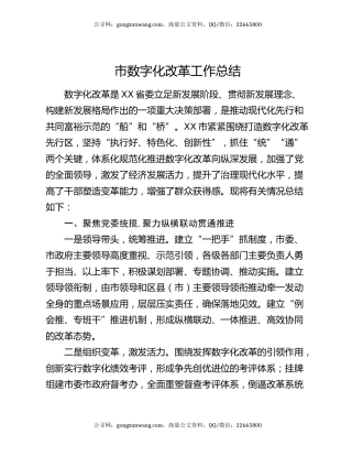 市数字化改革工作总结.docx