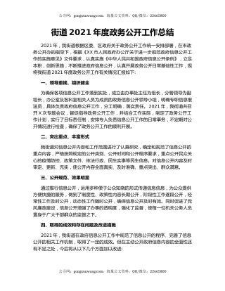 街道2021年度政务公开工作总结.docx