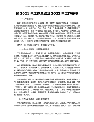 镇2021年工作总结及2022年工作安排.docx