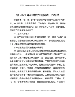 镇2021年新时代文明实践工作总结.docx