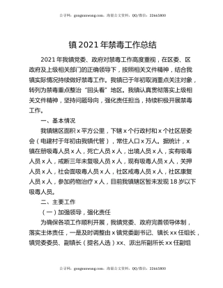 镇2021年禁毒工作总结.docx