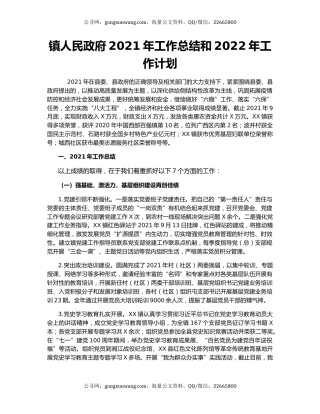 镇人民政府2021年工作总结和2022年工作计划.docx