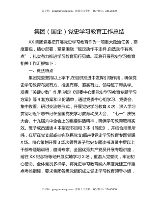 集团（国企）党史学习教育工作总结.docx