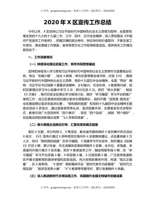 2020年X区宣传工作总结.docx