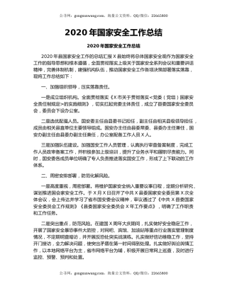 2020年国家安全工作总结.docx