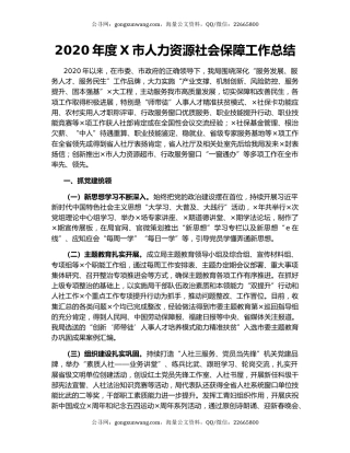 2020年度X市人力资源社会保障工作总结.docx