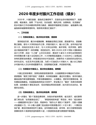 2020年度乡村振兴工作总结（镇乡）.docx