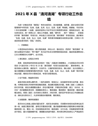 2021年X县“清河清湖”专项行动工作总结.docx