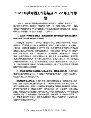 2021年共青团工作总结及2022年工作思路.docx