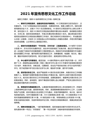 2021年宣传思想文化工作工作总结.docx