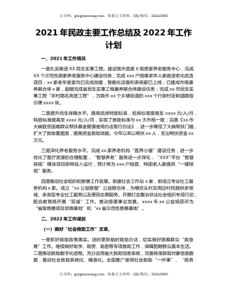 2021年民政主要工作总结及2022年工作计划.docx