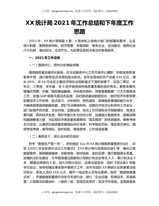XX统计局2021年工作总结和下年度工作思路.docx