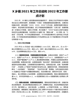 X乡镇2021年工作总结和2022年工作要点计划.docx