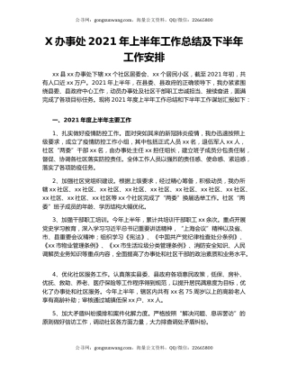 X办事处2021年上半年工作总结及下半年工作安排.docx