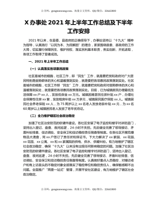 X办事处2021年上半年工作总结及下半年工作安排28825.docx