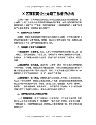 X区互联网企业党建工作情况总结.docx