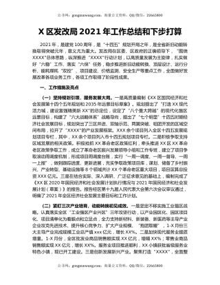 X区发改局2021年工作总结和下步打算.docx