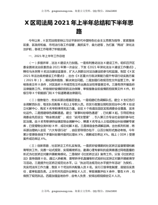 X区司法局2021年上半年总结和下半年思路.docx