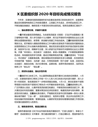 X区委组织部2020年目标完成情况报告.docx
