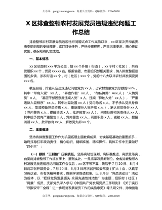 X区排查整顿农村发展党员违规违纪问题工作总结.docx