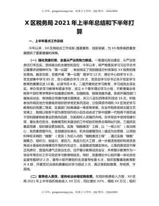 X区税务局2021年上半年总结和下半年打算.docx