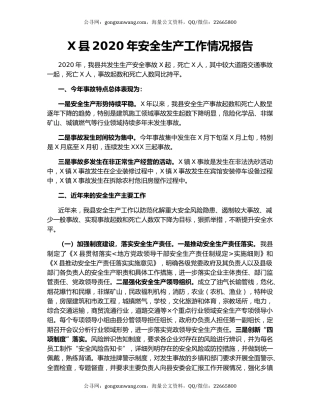 X县2020年安全生产工作情况报告.docx