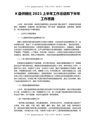 X县供销社2021上半年工作总结和下半年工作思路.docx