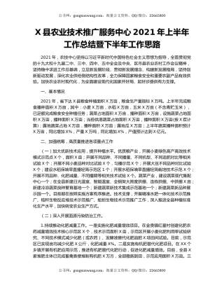 X县农业技术推广服务中心2021年上半年工作总结暨下半年工作思路.docx