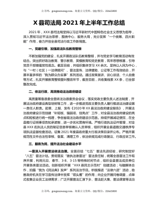 X县司法局2021年上半年工作总结.docx