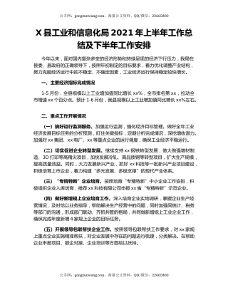 X县工业和信息化局2021年上半年工作总结及下半年工作安排.docx
