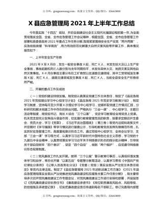 X县应急管理局2021年上半年工作总结.docx