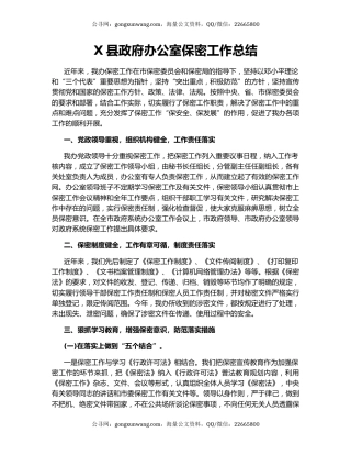 X县政府办公室保密工作总结.docx