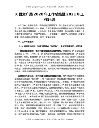 X县文广局2020年工作总结暨2021年工作计划.docx