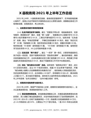 X县税务局2021年上半年工作总结.docx