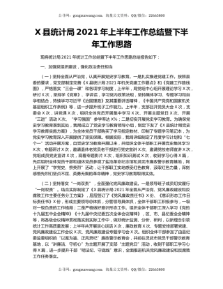 X县统计局2021年上半年工作总结暨下半年工作思路.docx