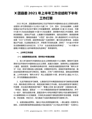 X团县委2021年上半年工作总结和下半年工作打算.docx