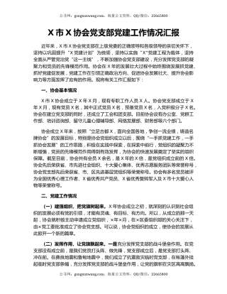 X市X协会党支部党建工作情况汇报.docx
