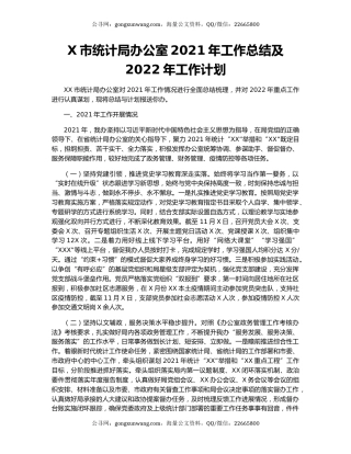 X市统计局办公室2021年工作总结及2022年工作计划.docx