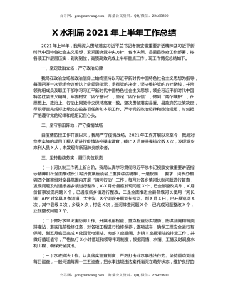 X水利局2021年上半年工作总结.docx