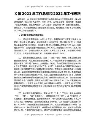 X镇2021年工作总结和2022年工作思路.docx