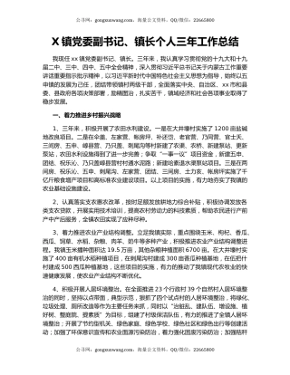 X镇党委副书记、镇长个人三年工作总结.docx