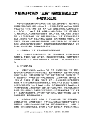 X镇关于村集体“三资”提级监督试点工作开展情况汇报.docx
