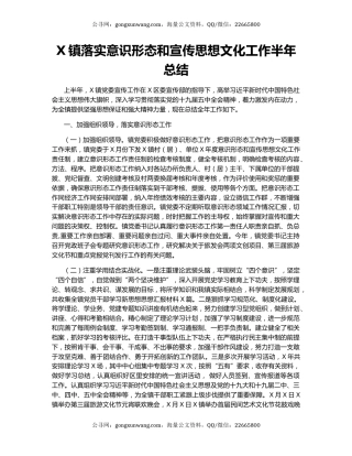 X镇落实意识形态和宣传思想文化工作半年总结.docx