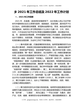 乡2021年工作总结及2022年工作计划.docx